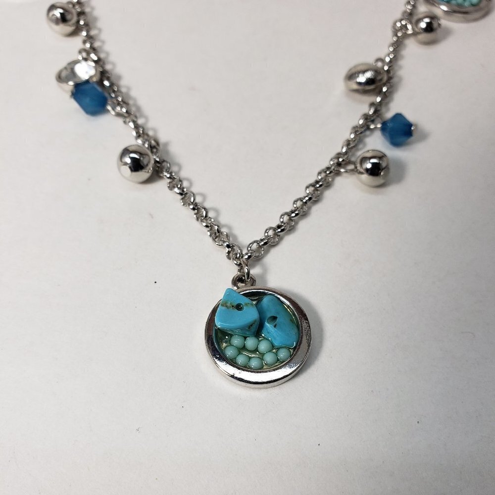 GUESS Silver-Tone Necklace – Colorful Beads & Crystal Disc Accent Jewelry - 32" - Picture 7 of 9
